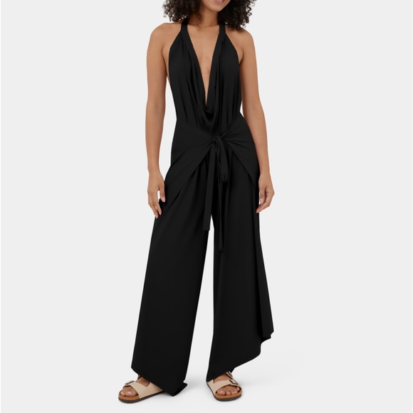 HALARA High Waisted Tie Waist Split Hem Palazzo Flowy Pants - Picture 6 of 8